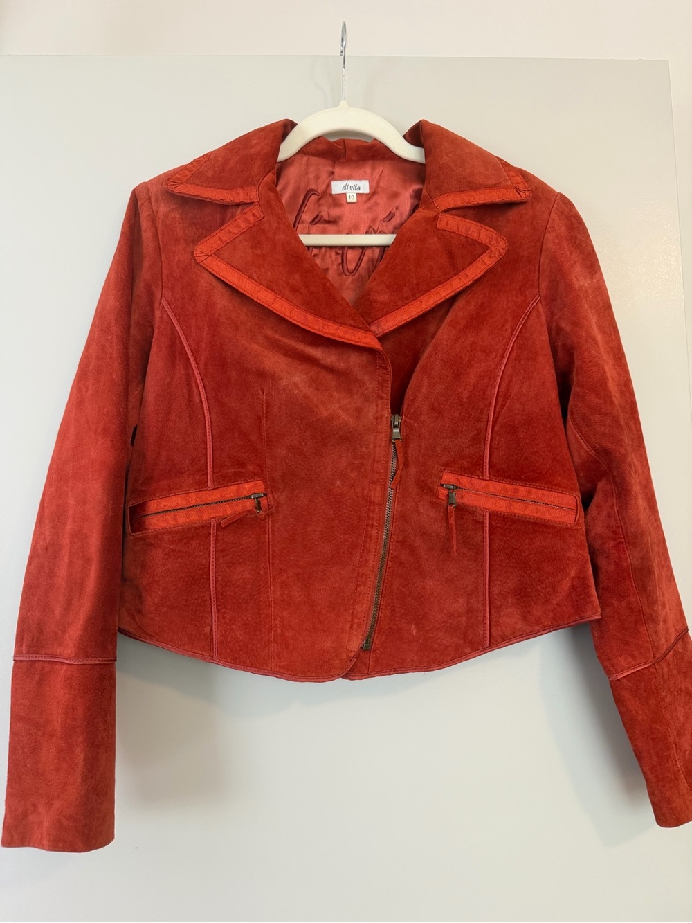 Women's Vintage Burnt Orange Suede Zip-Front Jacket